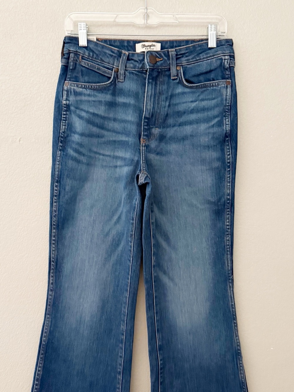 Wrangler Retro High Rise Flare Trouser Jeans 28 Denim Blue Western Ranch NWT - Picture 10 of 16